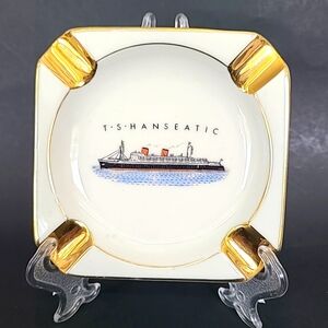 Vintage Trans Atlantic Ship Ashtray T.S.Hanseatic Bavaria Pottery 70s